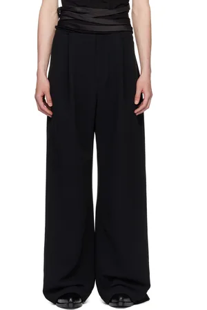 AARON ESH Black Waistbandless Wide Crêpe Trousers