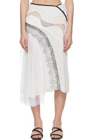 CHRISTOPHER ESBER Off-White & Blue Vespertine Lace Midi Skirt