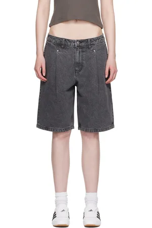 DIME Black Pleated Denim Shorts