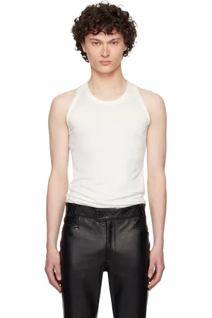 AARON ESH White Satin Trim Jersey Tank Top