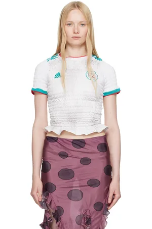 Conner Ives White Reconstituted Shirred Henley T-shirt