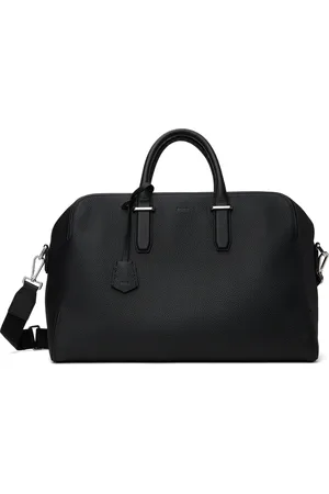 HUGO BOSS Black Pebble-Grained Leather Duffle Bag