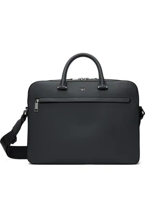 HUGO BOSS Navy Pebble-Grained Faux-Leather Briefcase