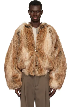 Entire Studios Brown Mane Raglan Faux-Fur Bomber Jacket