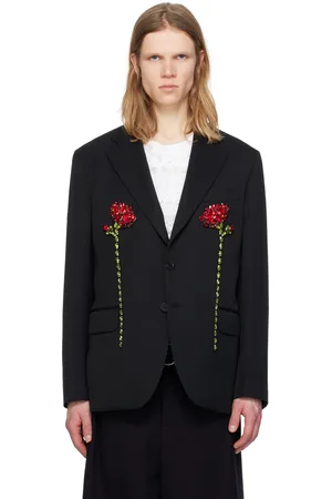 Simone Rocha Black Embellished Double Carnation Blazer
