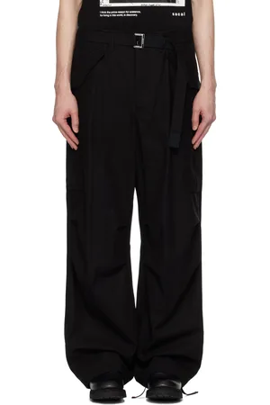 SACAI Black Cotton Twill Cargo Pants