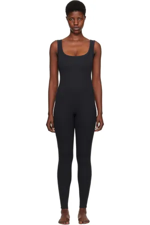 SKIMS Black Cotton Rib Tank Catsuit Jumpsuit
