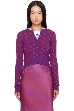 Marine Serre Purple Moon Jacquard Cardigan