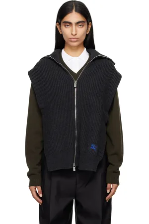 Burberry Gray Cashmere Zip Cape Vest