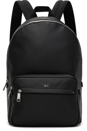 HUGO BOSS Black Pebble-Grained Faux-Leather Backpack
