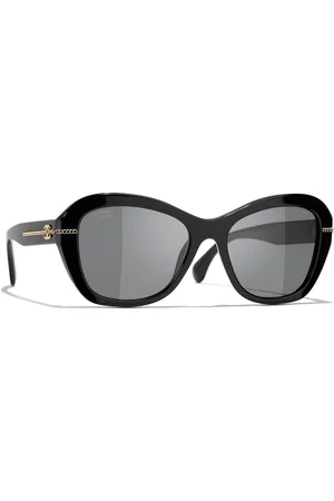 CHANEL big lens sunglasses butterfly color black brown coco mark logo  vintage