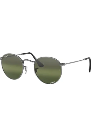 Ray-Ban Man Sunglasses RB3447 Round Metal Chromance - Frame color: Gunmetal, Lens color: Silver/Green