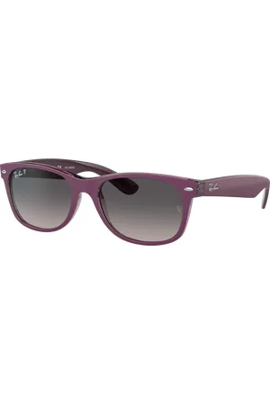 Ray-Ban Unisex Sunglasses RB2132 New Wayfarer Classic - Frame color: Violet On Transparent Violet, Lens color: