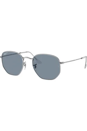 Ray-Ban Unisex Sunglasses RB3548N Hexagonal Flat Lenses - Frame color: Silver, Lens color: