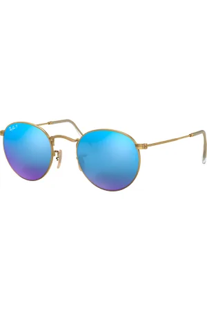 Ray-Ban Man Sunglasses RB3447 Round Flash Lenses - Frame color: Gold, Lens color: