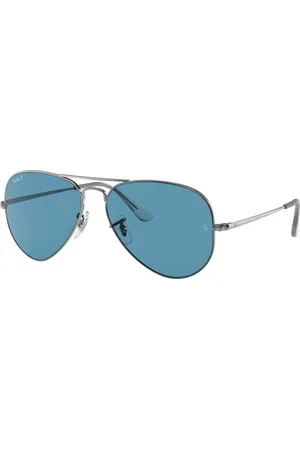 Ray-Ban Unisex Sunglasses RB3689 Aviator Metal II - Frame color: Gunmetal, Lens color: