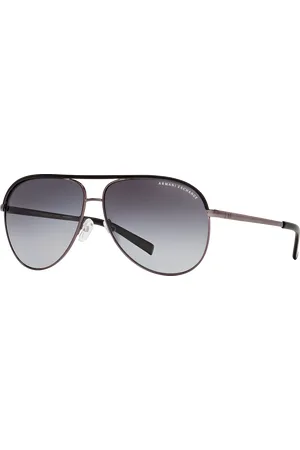 Armani Exchange Unisex Sunglasses AX2002 - Frame color: Shiny Gunmetal & Black, Lens color: