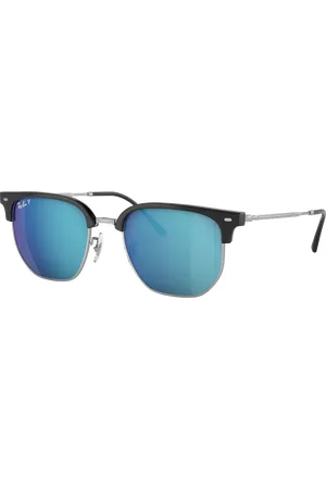 Ray-Ban Unisex Sunglasses RB4416 New Clubmaster - Frame color: Black On Silver, Lens color: Grey/Blue