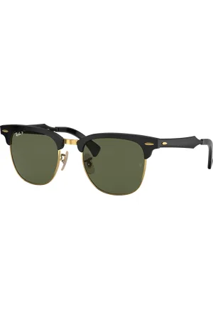 Ray-Ban Unisex Sunglasses RB3507 Clubmaster Aluminum - Frame color: Black On Gold, Lens color: