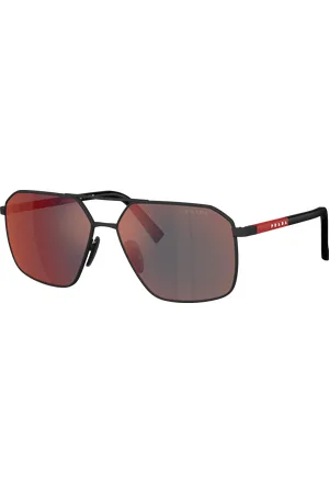 Prada Man Sunglasses PS A50S - Frame color: Black Rubber, Lens color: Dark Grey Mirror Blue/Red