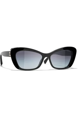 CHANEL Woman Sunglasses Cat Eye Sunglasses CH5481HA - Frame color: Black & Gold, Lens color: