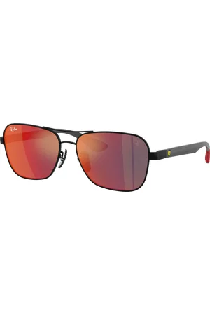 Ray-Ban Unisex Sunglasses RB8336M Scuderia Ferrari Collection - Frame color: Matte Black, Lens color: Dark Grey Mirror Blue/Red