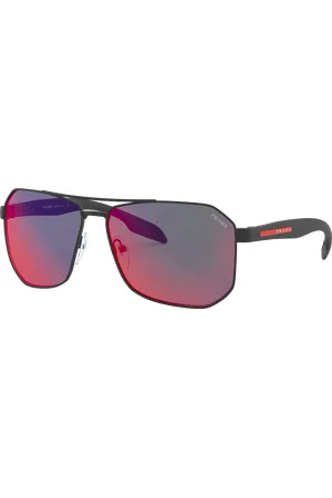 Prada Man Sunglasses PS 51VS - Frame color: Black Rubber, Lens color: Dark Grey Mirror Blue/Red
