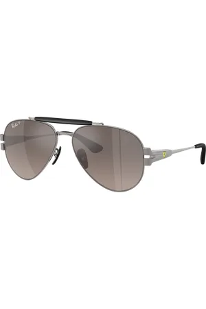 Ray-Ban Unisex Sunglasses RB3762M Scuderia Ferrari Collection Chromance - Frame color: Gunmetal, Lens color: