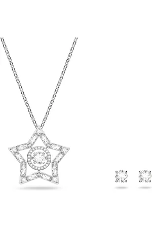 Swarovski Stella set, Mixed cuts, Star, , Rhodium plated