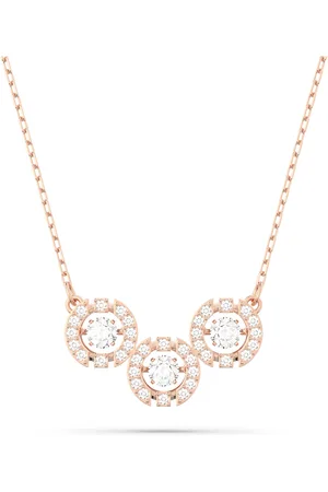 Swarovski Una necklace, Round cut, , Rose gold-tone plated