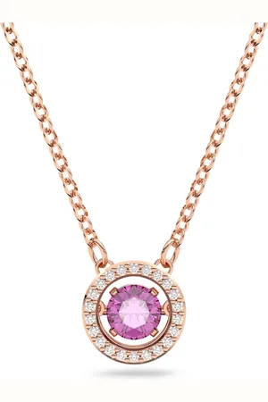 Swarovski Una pendant, Round cut, Long, , Rose gold-tone plated