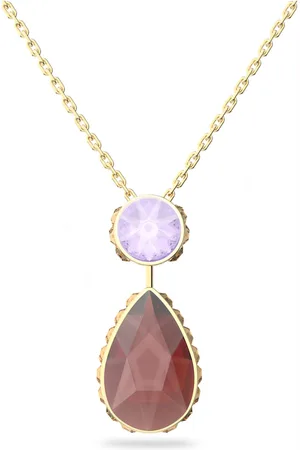 Swarovski Chroma necklace, Drop cut, Small, Multicoloured, Gold-tone plated