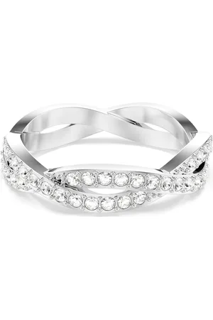 Swarovski Infinity ring, Round cut, , Rhodium plated