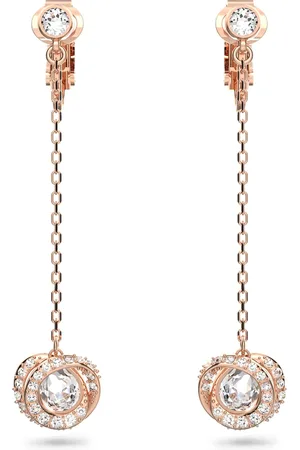 Swarovski Generation clip earrings, Long, , Rose gold-tone plated