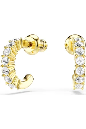 Swarovski Hoop earrings, Round cut, , Gold-tone plated