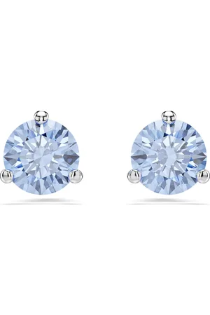 Swarovski Solitaire stud earrings, Light , Rhodium plated