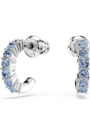 Swarovski Hoop earrings, Round cut, , Rhodium plated