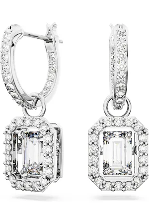 Swarovski Millenia drop earrings, Octagon cut, , Rhodium plated