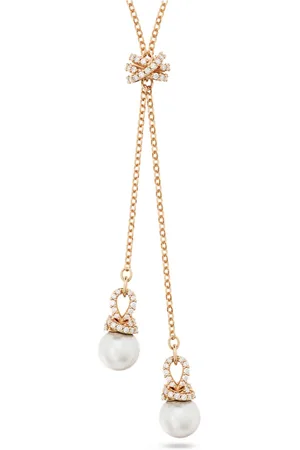 Swarovski Originally Y pendant, Crystal pearl, , Rose gold-tone plated