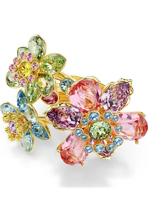 Swarovski Idyllia ring, Mixed cuts, Flower, , Gold-tone plated