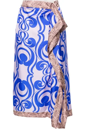 DRIES VAN NOTEN Printed Silk Midi Skirt