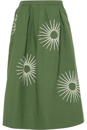 DRIES VAN NOTEN Embroidered Cotton Midi Skirt