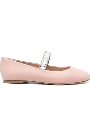Casadei Crystal Leather Ballet Flats