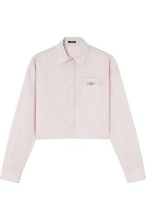 VERSACE Pinstripe Chain Cropped Shirt