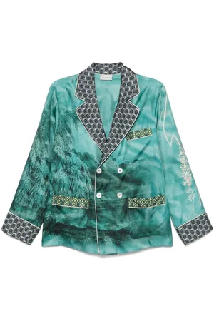 PIERRE-LOUIS MASCIA Printed Silk Double-breasted Jacket