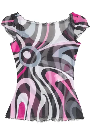Puccini Printed Tulle Top