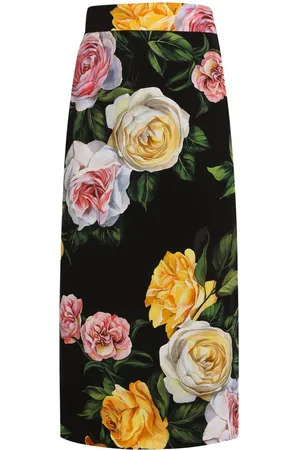 Dolce & Gabbana Printed Silk Midi Skirt