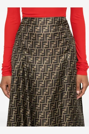 Fendi Ff Silk Midi Skirt