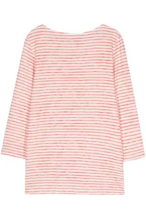 Majestic Striped Linen Blend Boat-neck T-shirt