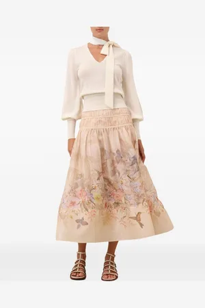 ZIMMERMANN Linen And Silk Blend Midi Skirt